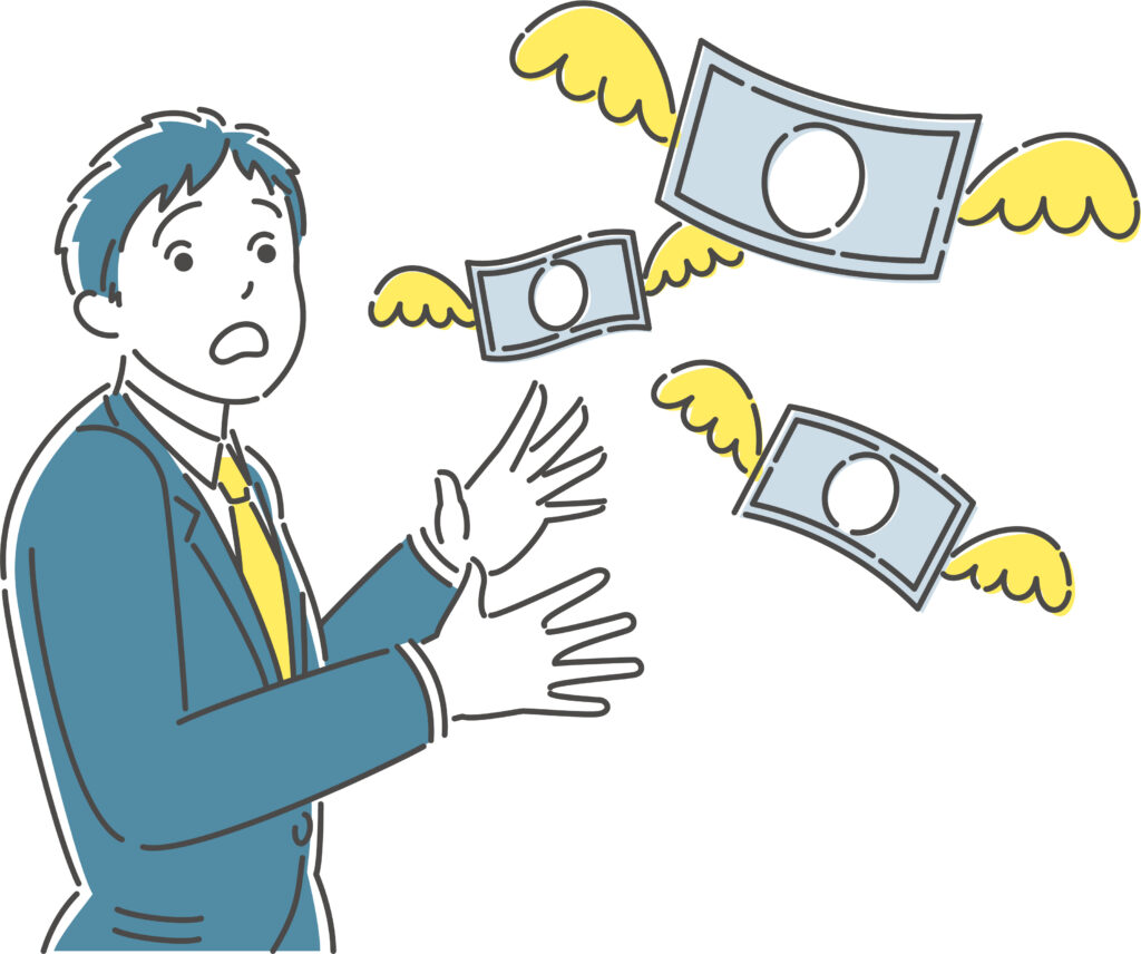 お金が飛んでいく画像